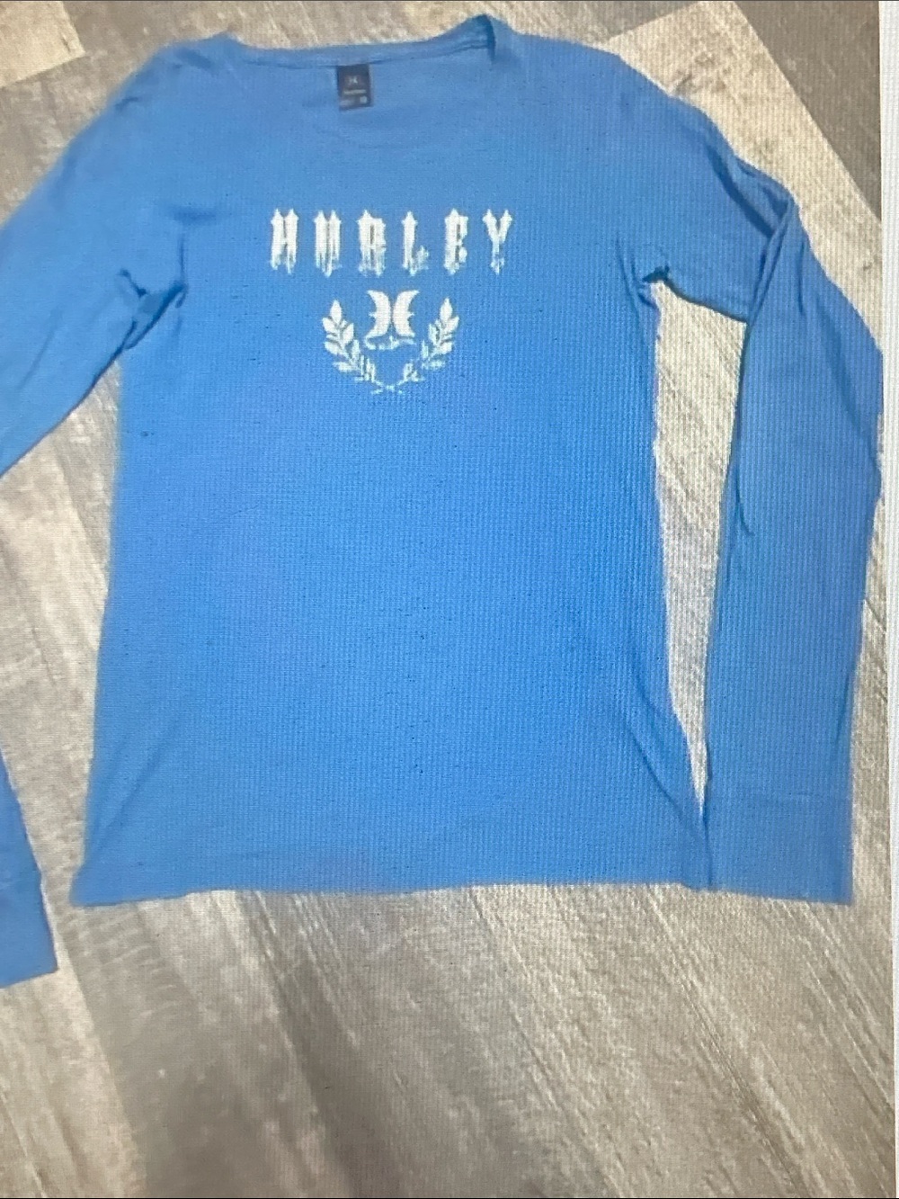 Hurley Bright Blue Long Sleeve Crew Neck Tee with Logo